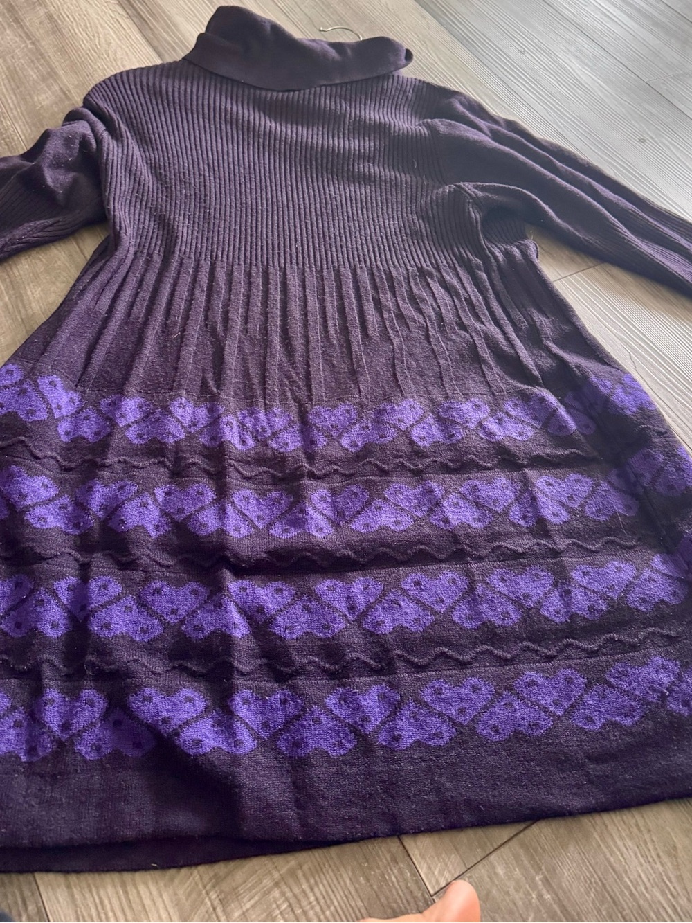 Women's Purple Turtleneck Knit Tunic with Patterned Hem